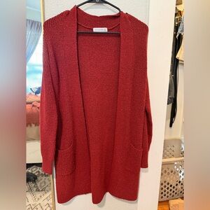 Retrology Red Open-Front Cardigan sweater